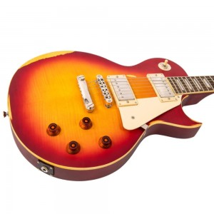 Vintage V100 ICON Electric Guitar ~ Distressed Cherry Sunburst